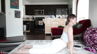 Stretching in yoga panties