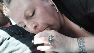 ThroatPie in Parkling Lot. Large Titty Mother I'd Like To Fuck Likes Sucking Shlong in Car