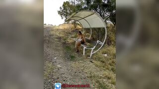 Devska giving show at bus stop