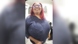 Older big beautiful woman in the kitchen