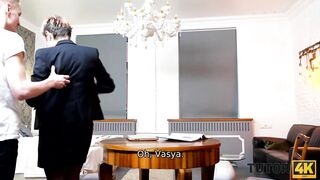 TUTOR4K. Older Woman with Short Haircut gives Muff to Younger Guy for Sex