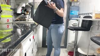 pee and farting a lot in the kitchen