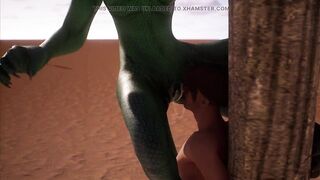 Alien Reptilian Rides Human Chaps Schlong - CG Animation
