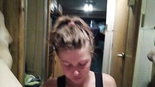 Teen gives Rimjob and Unfathomable Head, Licks, Sucks, Rims, Swallows Aged Knob in RV at Camp Lavender