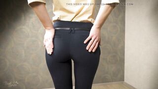 Consummate Booty Oriental In Taut Work Trousers Teases VPL