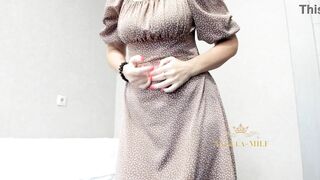 Astonishing mother I'd like to fuck with pretty titties with large areolas and moist shaggy cunt hides it all beneath a marvelous evening costume / Angela-mother I'd like to fuck