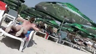 Oiled up mother i'd like to fuck sunbathes in topless