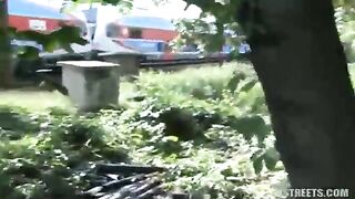 Czech granny is sucking a punk hard jock and getting banged very hard, in the nature