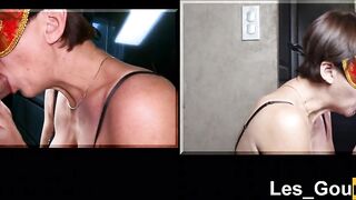 Masked mother I'd like to fuck gives a oral job & swallows the cum to spit it into her hands & lick it greedily two views