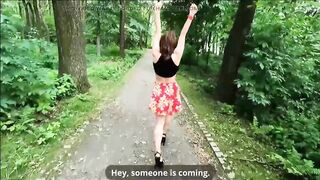 Public flashing in the Park with a Remote Sex Toy.