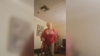Lustful Hot Granny Gilf Showing Off Her Large Bazookas And Corpulent Cunt During The Time That Dancing