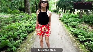 Public flashing and pissing in the Park with a Remote Sex-Toy