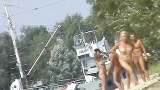 Sexy beach voyeur episode shows older nudists enjoying every others company.