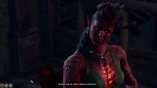 Trans tiefling goes on date with Karlach (act three romance scene)