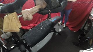 Shoving him in the swing. Giant sex toy