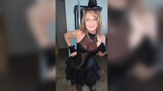 Cheerful Halloween Your Screw Wench Witch Gives a Tease