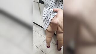 Step son in the kitchen lift up step mamma petticoat showing her booty out of pants