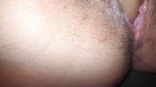 Breasty cheating wife masturbate own hirsute vagina with a large sex-toy