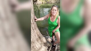 Masturbated to climax standing by the river