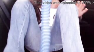 Cleo Uses Her Vacuum Throughout Her Jeans On Her Vagina To Please Herself!