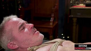 DIVINE HARLOTS - Femdom SADOMASOCHISM aged pegging sub anal opening for Xmas with ding-dong