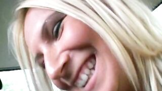 Precious looking whore from Germany riding a knob in the back of the car