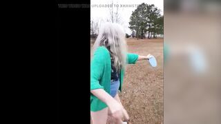 Momma Vee Plays Disc Golf With Her Butt Hangin' Out!