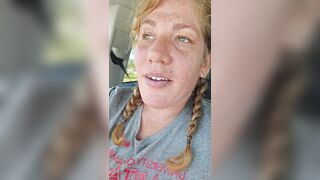 redhead with large breasts JOI / tease in car during the time that driving to the gym