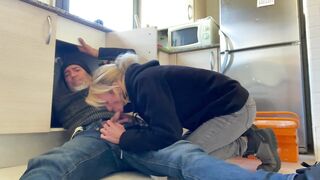 SEXY WIFE ORAL SEX TO THE PLUMBER IN MY KITCHEN