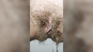 Unshaved cunt pissing - Close up - Golden Shower