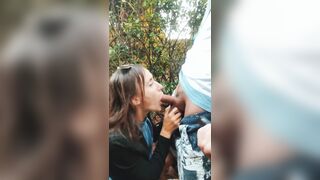 Teen Cutie Sucks Dick in Public Park Outdoors and Cum Gulp , pulls shaggy Balls , Oral-Sex