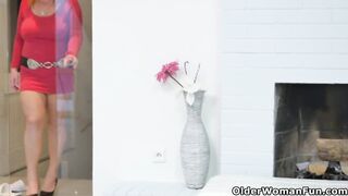 Buxom and redhead mother i'd like to fuck Kathy arouses her sensitive parts