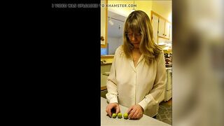 Aged braless pokies jiggle in slow motion