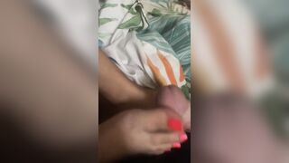 Footjob painted toes cum discharged