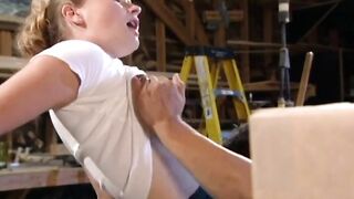 The golden-haired mother i'd like to fuck watches porn magazines whilst this babe screws with her partner