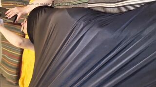 In a suit out of pants.The wife is reading a book.Wife's curly stretchy vagina.