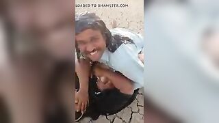 OLDER DESI RANDI HAS SEX WITH two LADS OUTDOORS