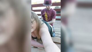 Park bench mother i'd like to fuck rubs overweight vagina bow over bang doggy position outdoor