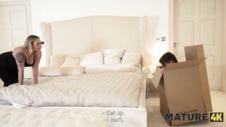 MATURE4K. Hawt mother I'd like to fuck is making milkshakes with her concupiscent neighbor and let her spouse to smack it