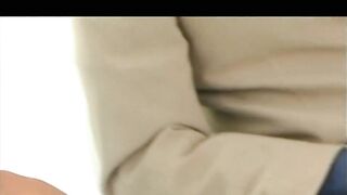 Blindfolded Stud with Large Ramrod Tugjob During the time that 2 Lesbo Bitches Jerk Her Twat with Their Feet