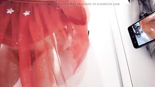 Amateur wife trying on clothing. shaggy snatch, hawt brunette hair, large booty, hot garments, pants, socks, shorts, pants.