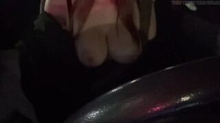 Italian Concupiscent Large Wet Breasts Artemisia Love Flashing her Boobs whilst Driving around