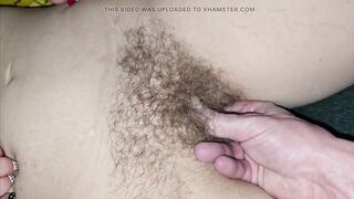 That guy's fingering my unshaved vagina. Lastly, the thick and sticky juice from my twat is on his fingers.