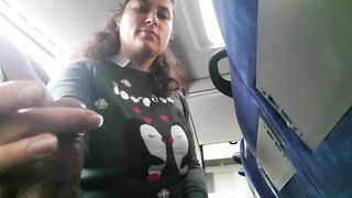 Voyeur seduces mother I'd like to fuck to Suck&Jerk his Ramrod in Bus