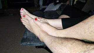 We need our cute soft feet toes overspread with your hawt thick dude juice