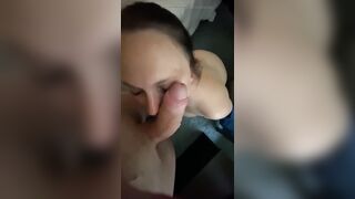 Lustful oral pleasure with spunk fountain in the washroom at 6 months preggy