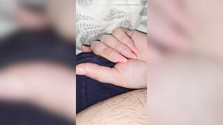 Step mommy hand slide on step son blue underclothing touching his weenie