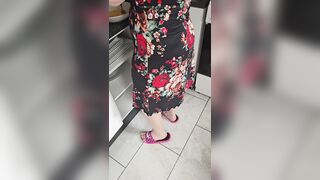 Step mommy doesn't wear pants underneath mini petticoat and step son show his cock