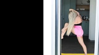 Breasty Step-mother I'd like to fuck Teases Whilst Stretching in Taut Shorts