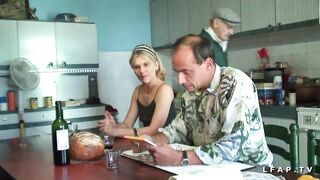 French older gets her booty drilled hard by older man and his farm allies